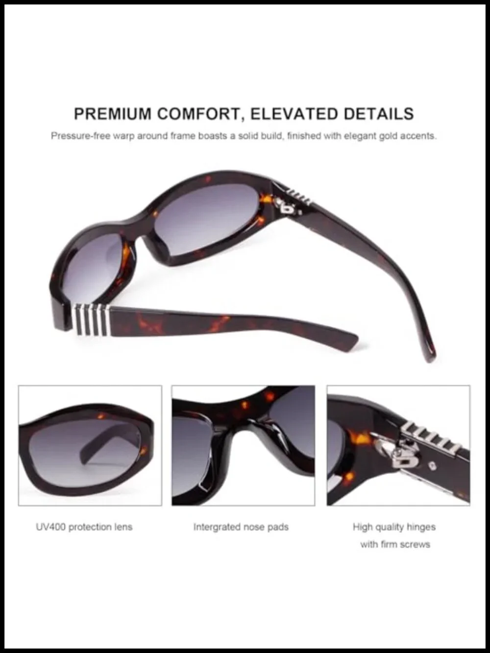 Y2K Wrap Around Sunglasses Cat Eye Oval Frame UV400